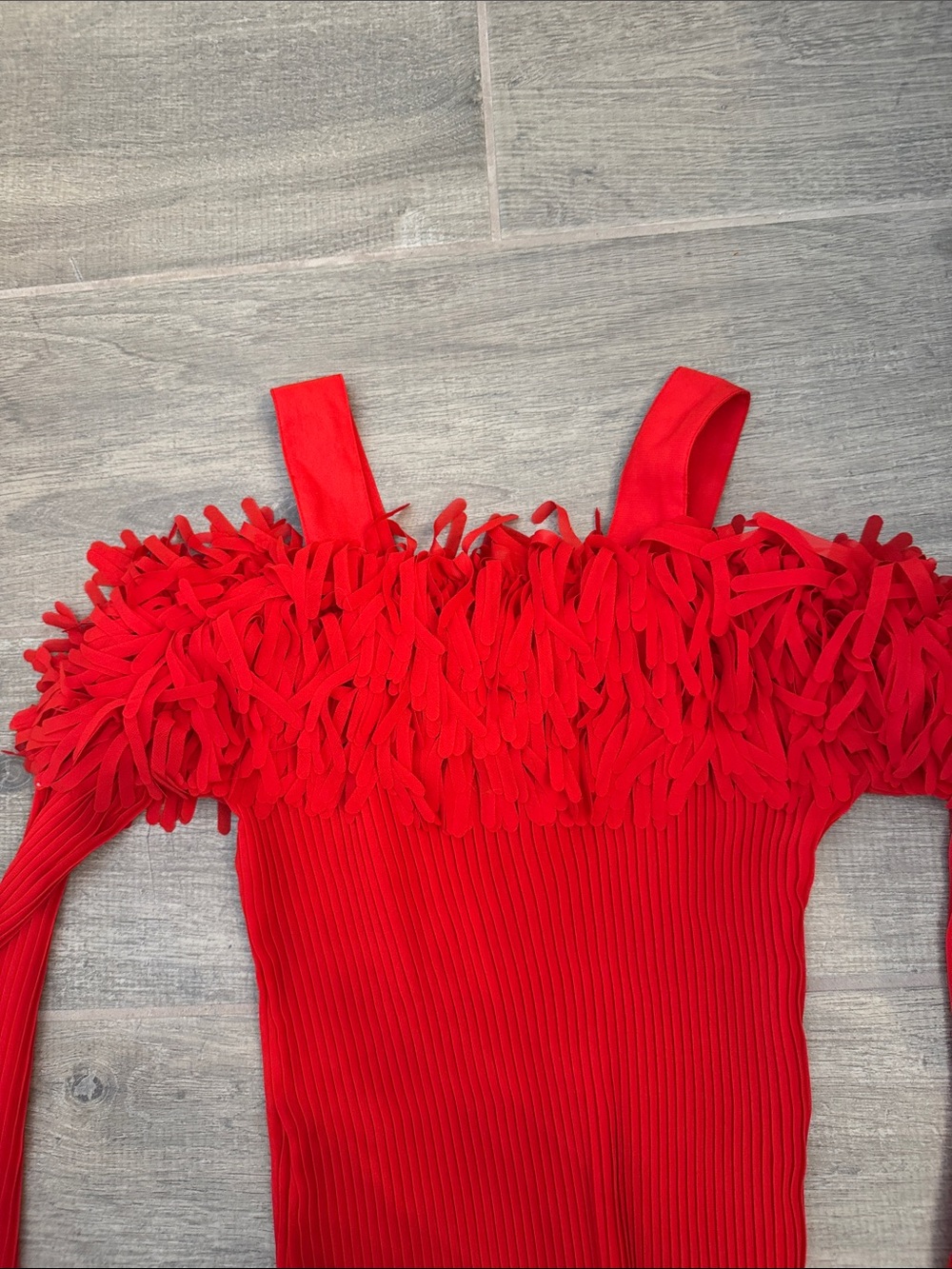 Carrie Allen Red Off-Shoulder Ruffle Blouse - Picture 3 of 8
